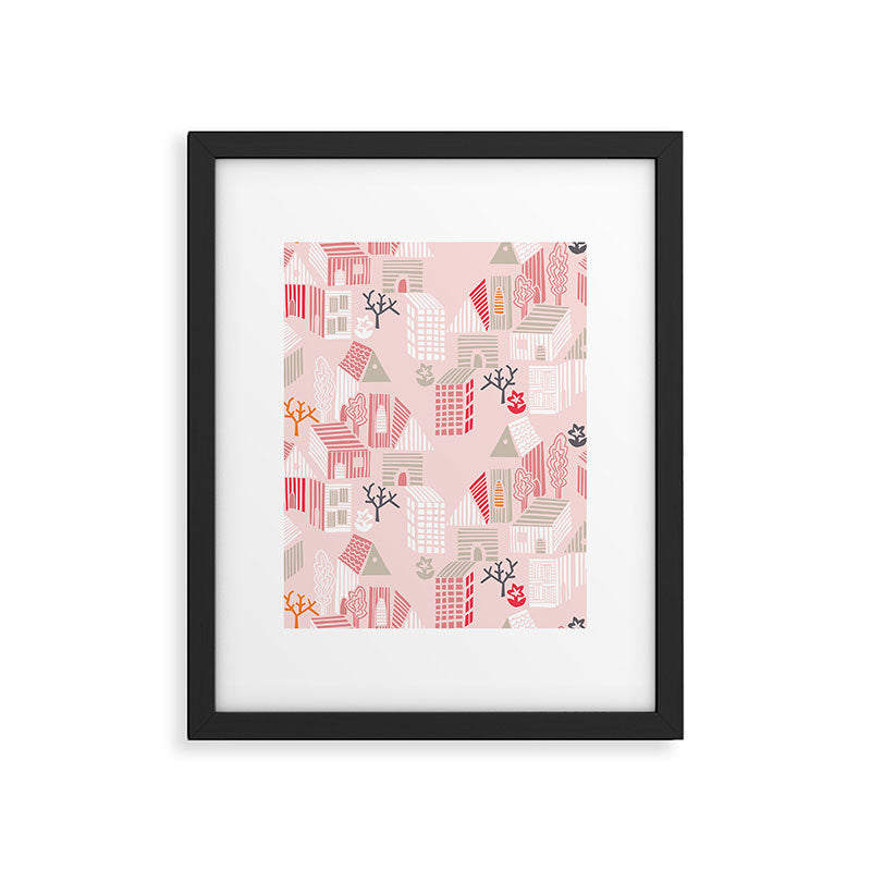 City life neighborhood pearl pink Framed Art Print Gallery Image 5