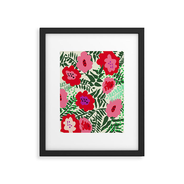 color matters: happy florals in pink light backround Framed Art Print Gallery Image 1