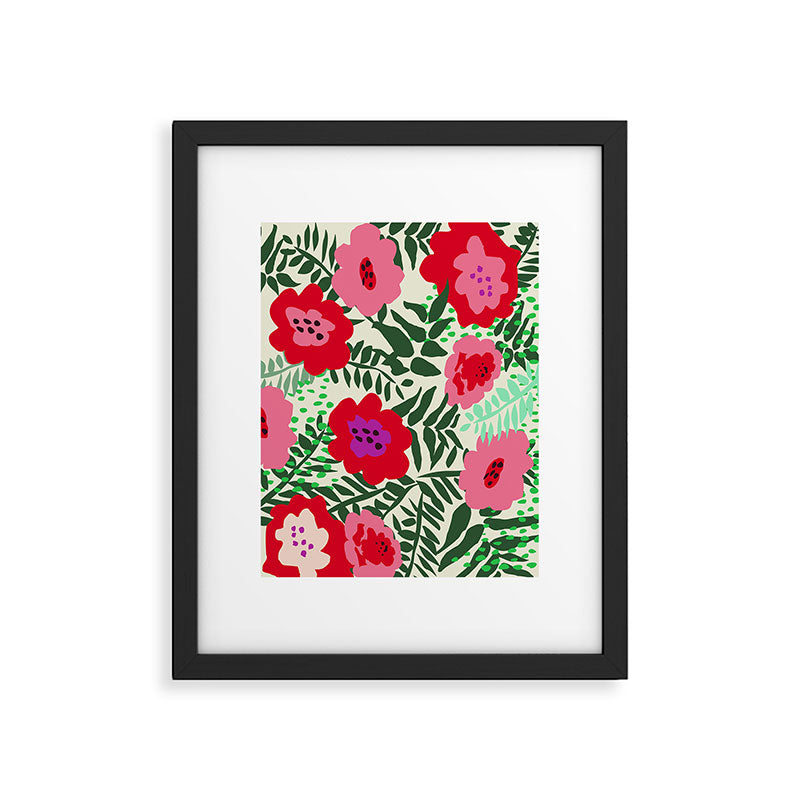 color matters: happy florals in pink light backround Framed Art Print Gallery Image 5