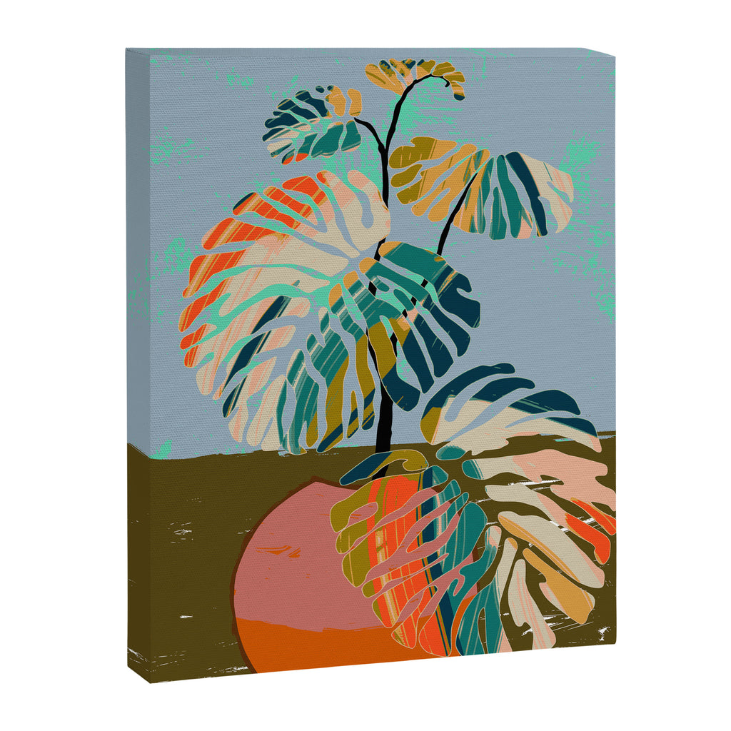 colorful monstera leaves Canvas Print Gallery Image 6