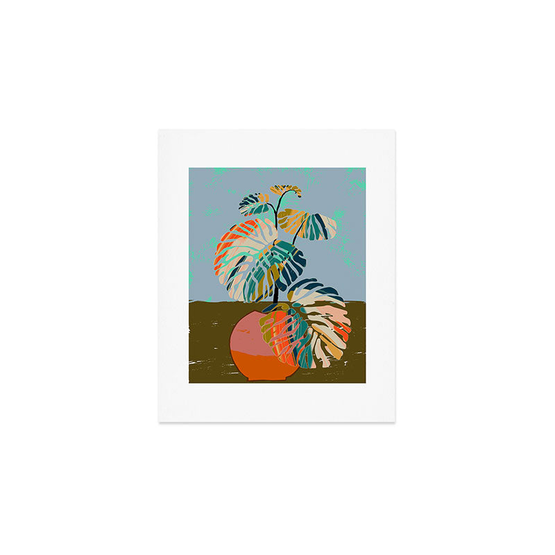 colorful monstera leaves Art Print Gallery Image 1