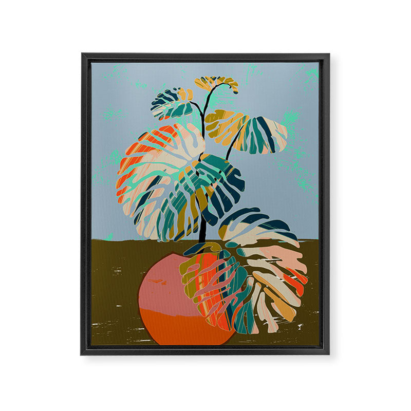 colorful monstera leaves Framed Canvas Print Gallery Image 6
