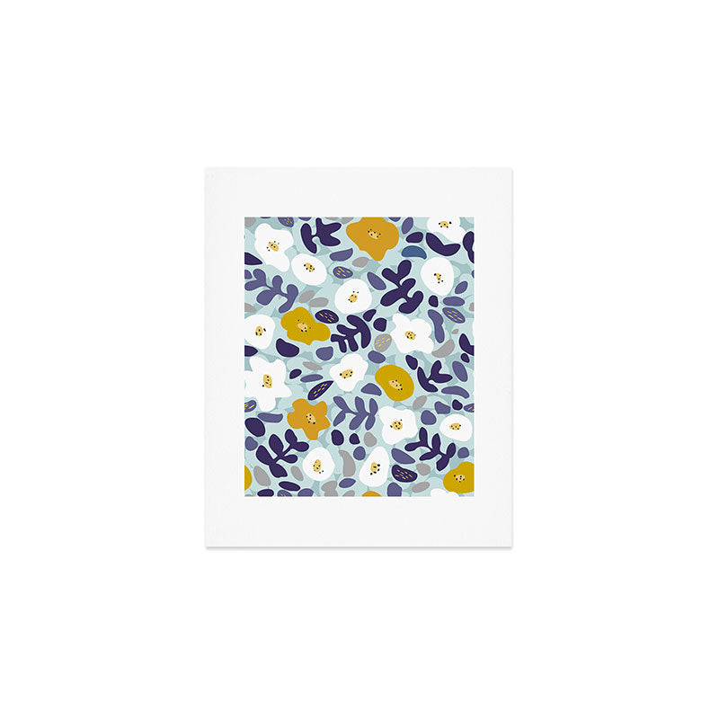 cooldown: blueshade floral pattern Art Print Gallery Image 1