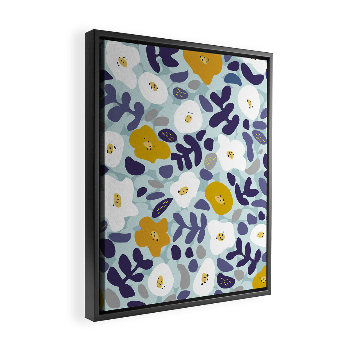 cooldown: blueshade floral pattern Framed Canvas Print Gallery Image 2