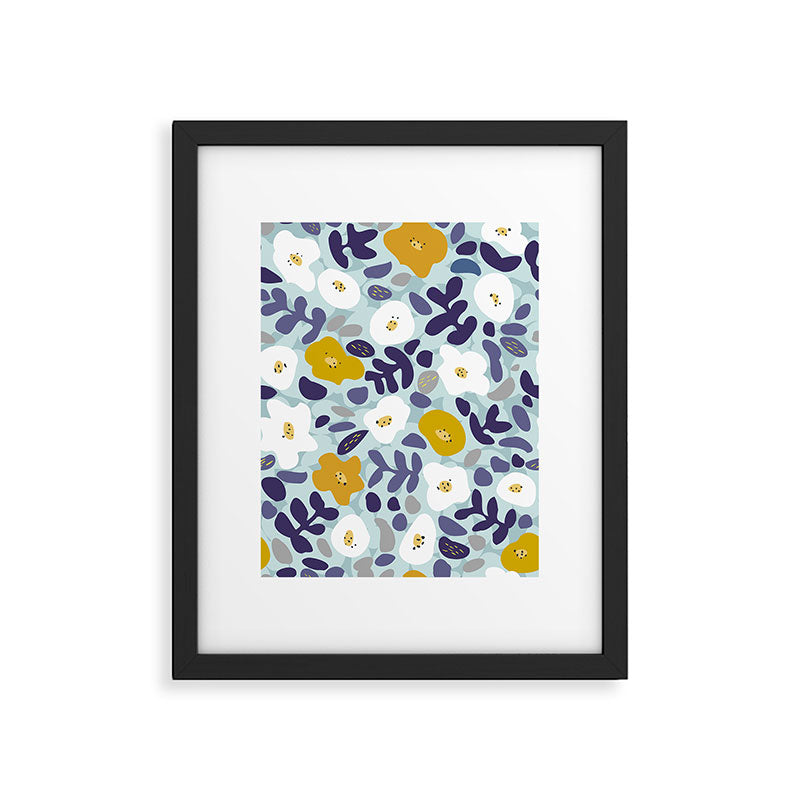 cooldown: blueshade floral pattern Framed Art Print Gallery Image 5