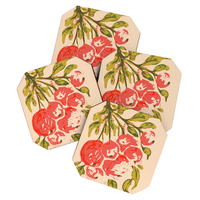 Coral berries: fall florals no.19 Coaster Gallery Image 1