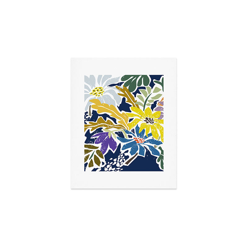 cosmopolitan flowers navy blue Art Print Gallery Image 1