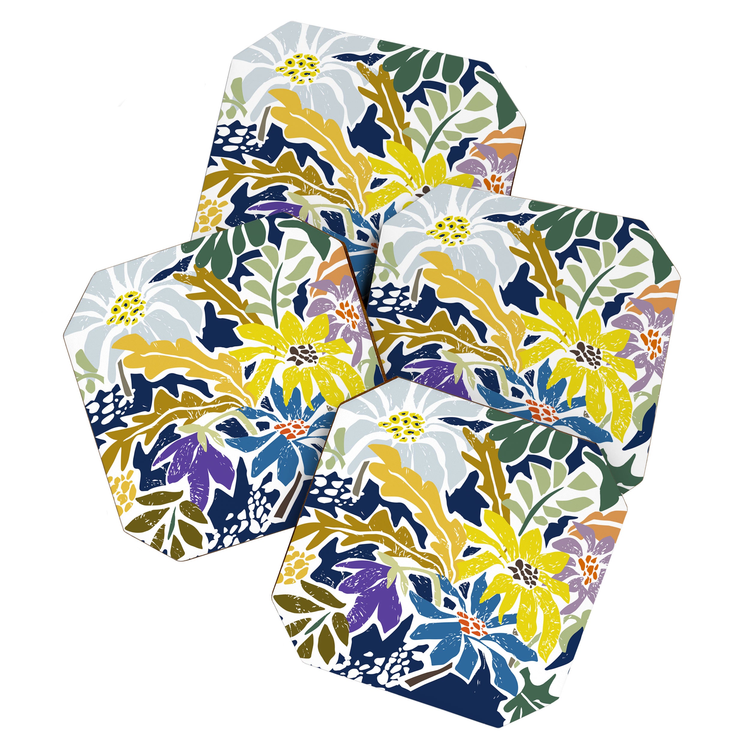 cosmopolitan flowers navy blue Coaster Gallery Image 1