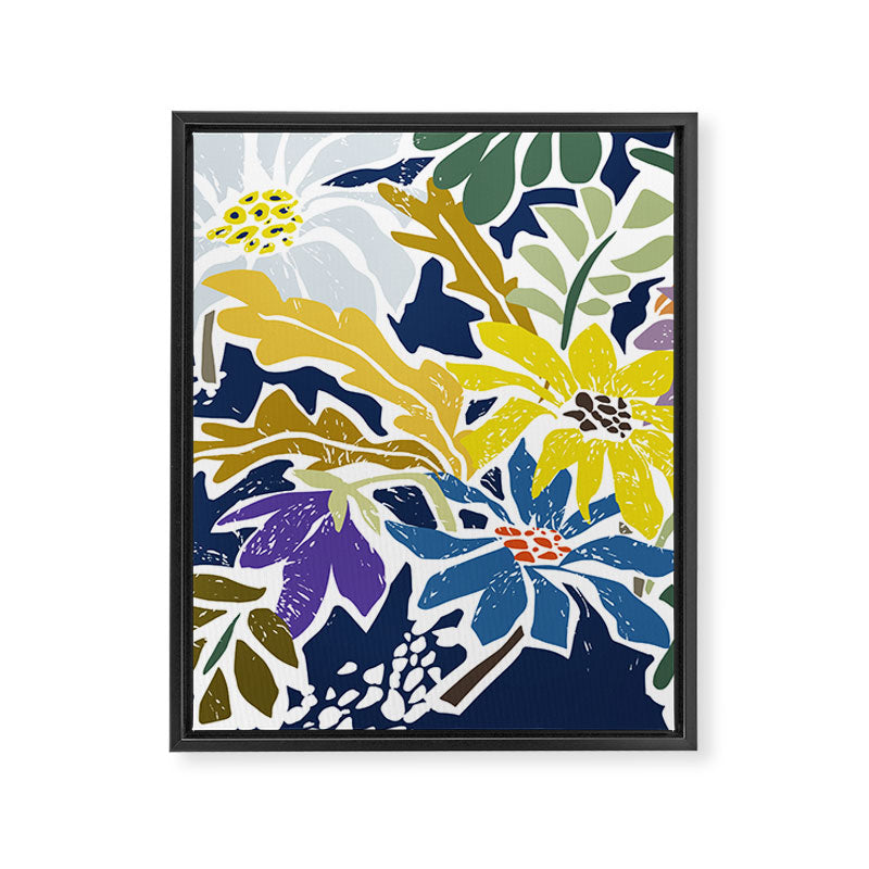 cosmopolitan flowers navy blue Framed Canvas Print Gallery Image 6
