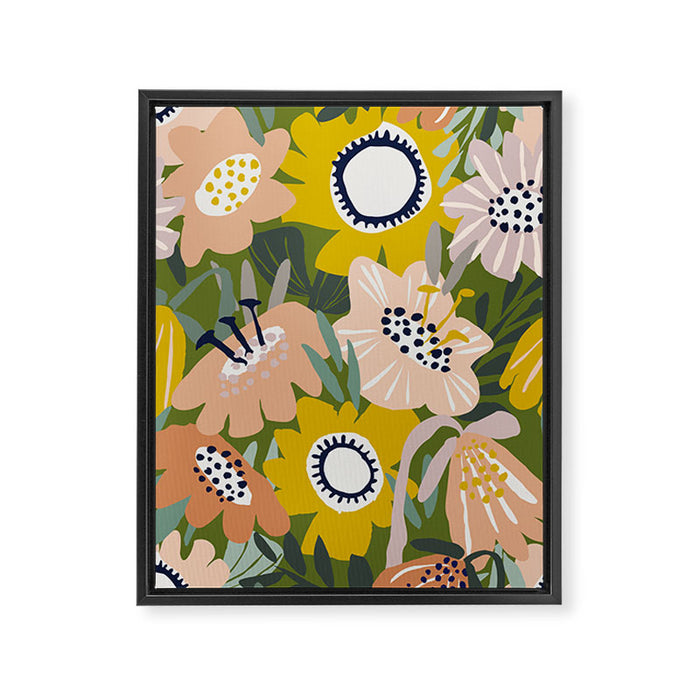 Cozy collection: mix and match happy florals Green love Framed Canvas Print Gallery Image 1