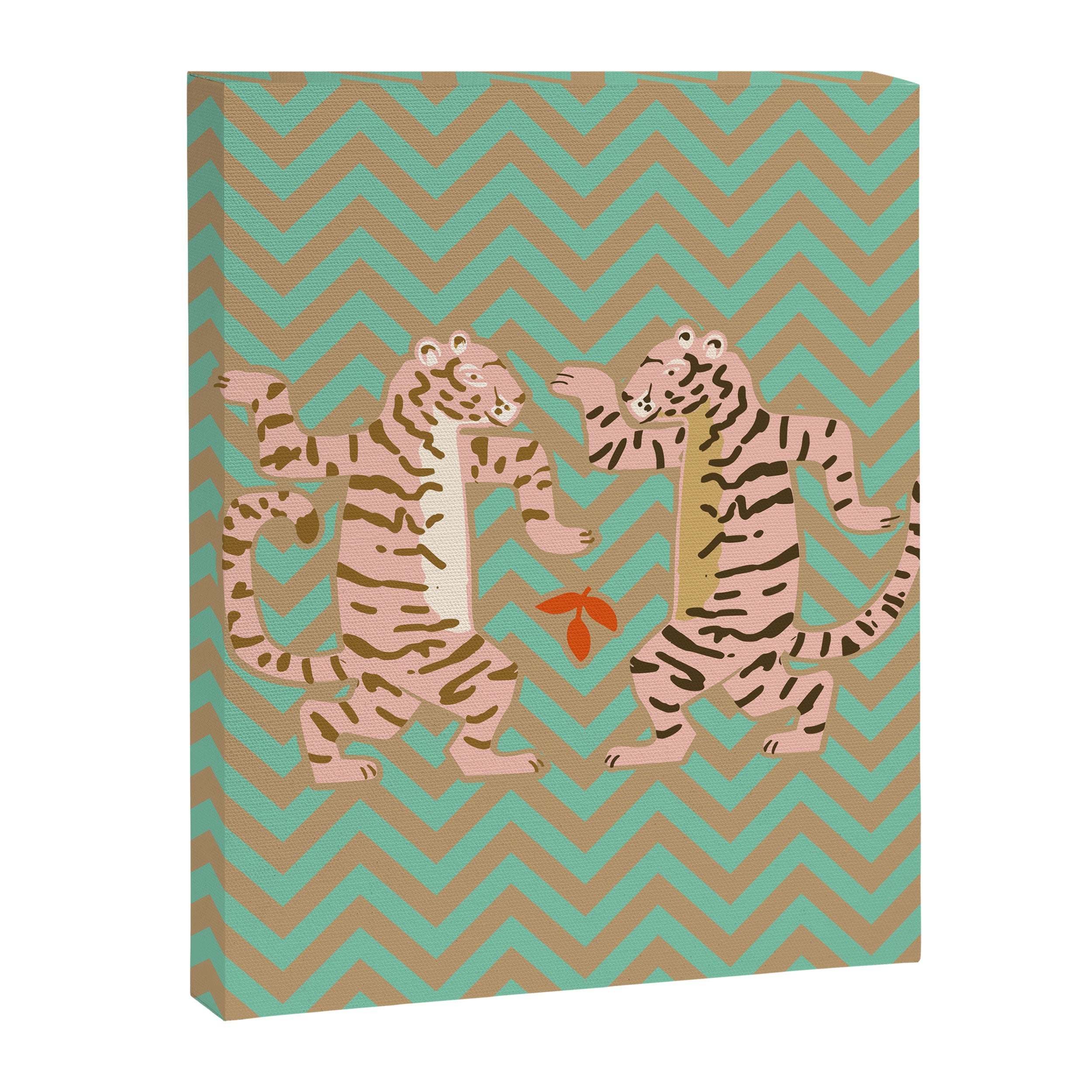 Dancing tiger Zig zag tiger - mint sand Canvas Print Gallery Image 8