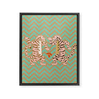 Dancing tiger Zig zag tiger - mint sand Framed Canvas Print Gallery Image 8