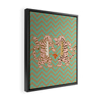 Dancing tiger Zig zag tiger - mint sand Framed Canvas Print Gallery Image 2