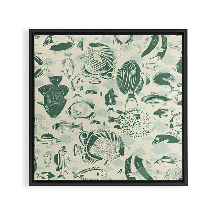 deep ocean fish family light Framed Canvas Print Gallery Image 1