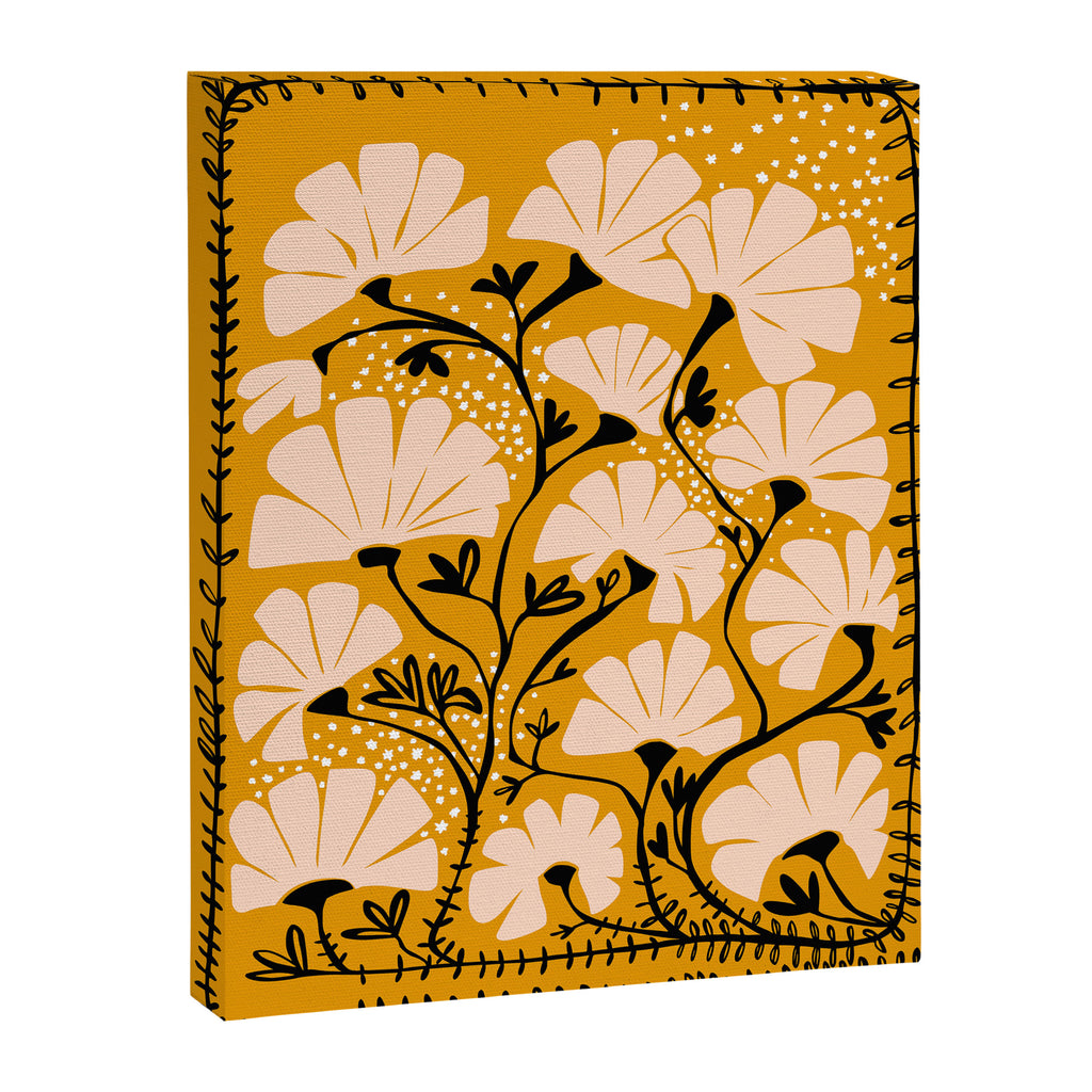 Ever blooming good vibes mustard yellow Canvas Print Gallery Image 3