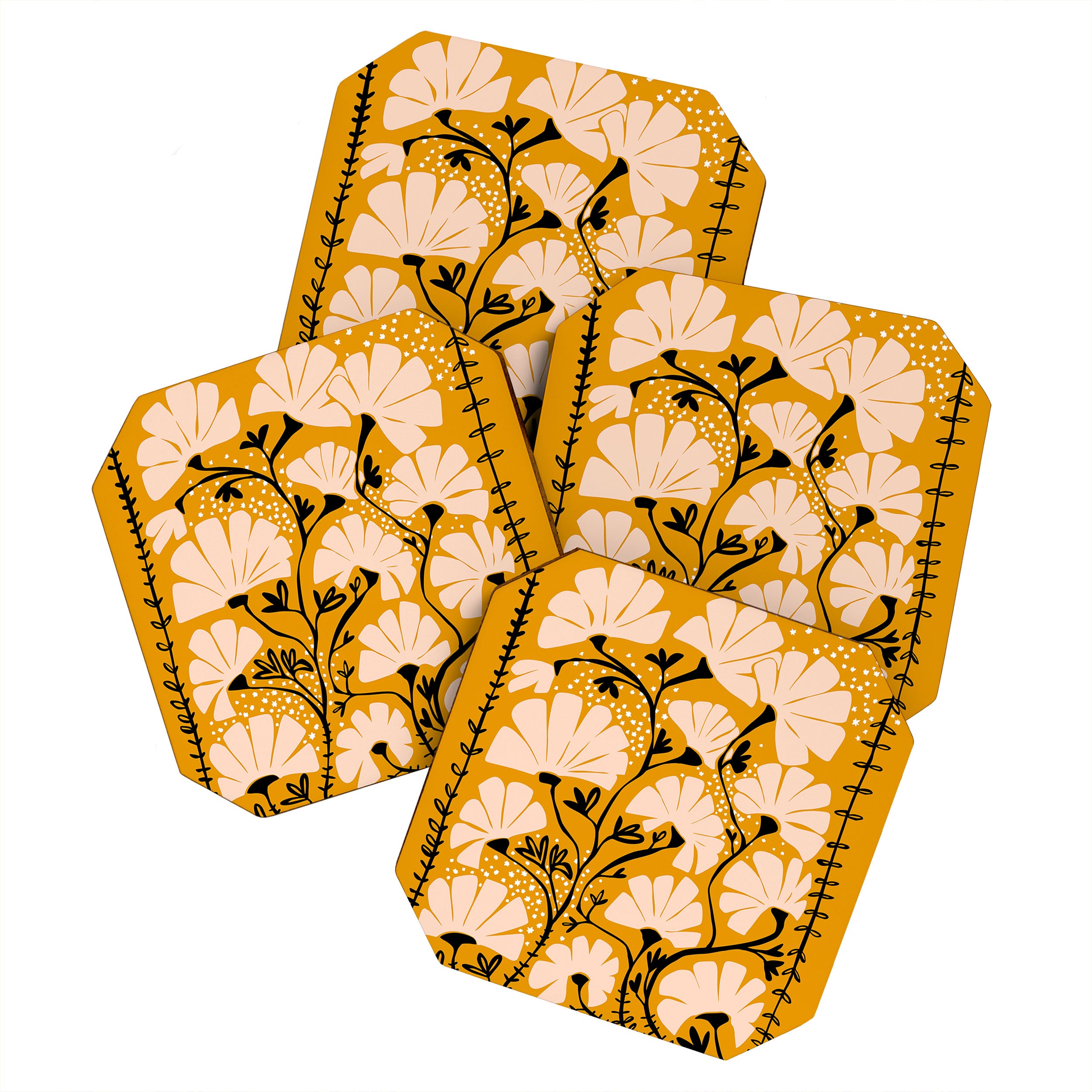 Ever blooming good vibes mustard yellow Coaster Gallery Image 1