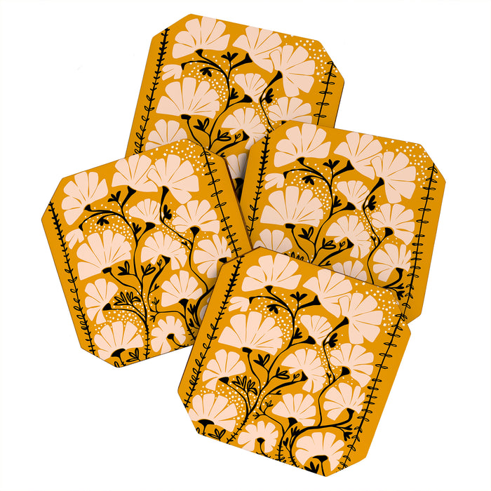 Ever blooming good vibes mustard yellow Coaster Gallery Image 1