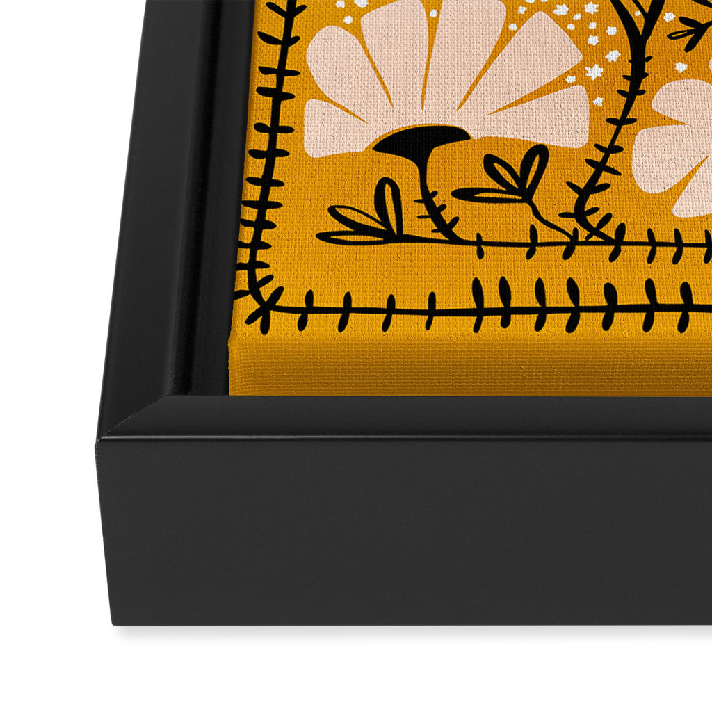 Ever blooming good vibes mustard yellow Framed Canvas Print Gallery Image 3