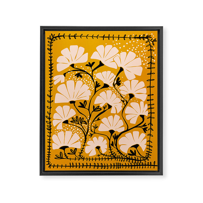 Ever blooming good vibes mustard yellow Framed Canvas Print Gallery Image 1