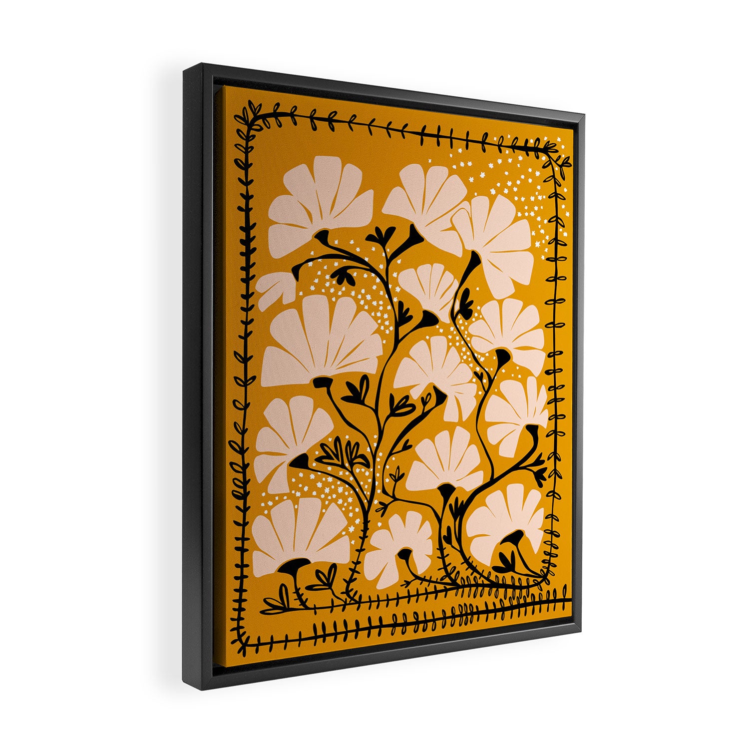Ever blooming good vibes mustard yellow Framed Canvas Print Gallery Image 2