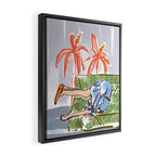 Exhausted woman in a blue dress Framed Canvas Print Gallery Image 2