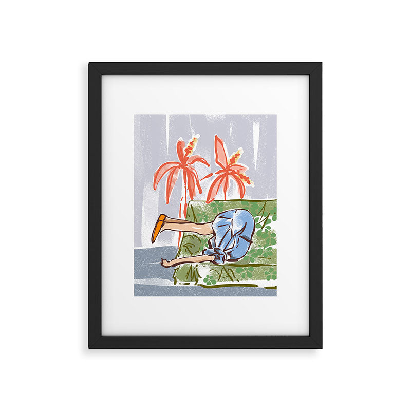 Exhausted woman in a blue dress Framed Art Print Gallery Image 4