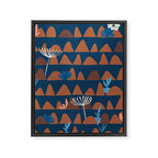 Farmland abstract pattern dark blue Framed Canvas Print Gallery Image 8