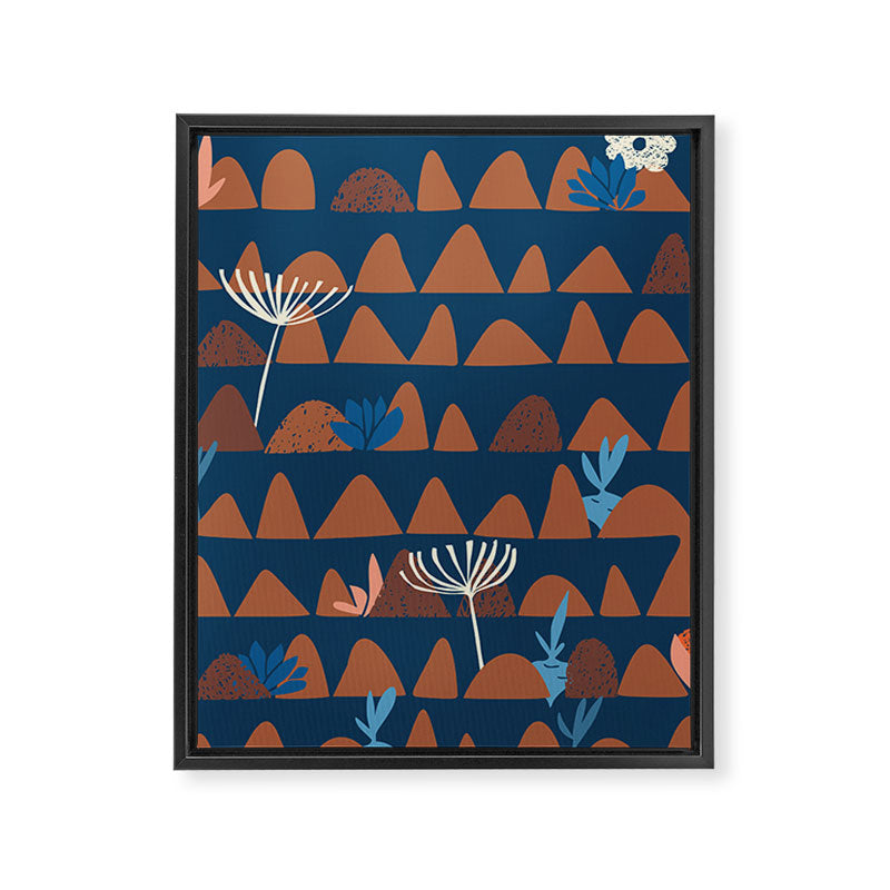 Farmland abstract pattern dark blue Framed Canvas Print Gallery Image 8