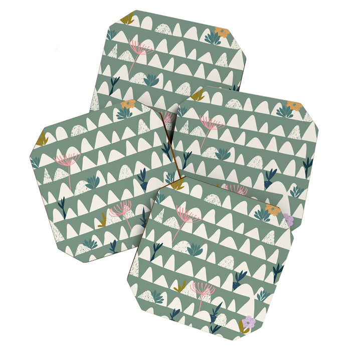 Farmland pattern sage green Coaster Gallery Image 1