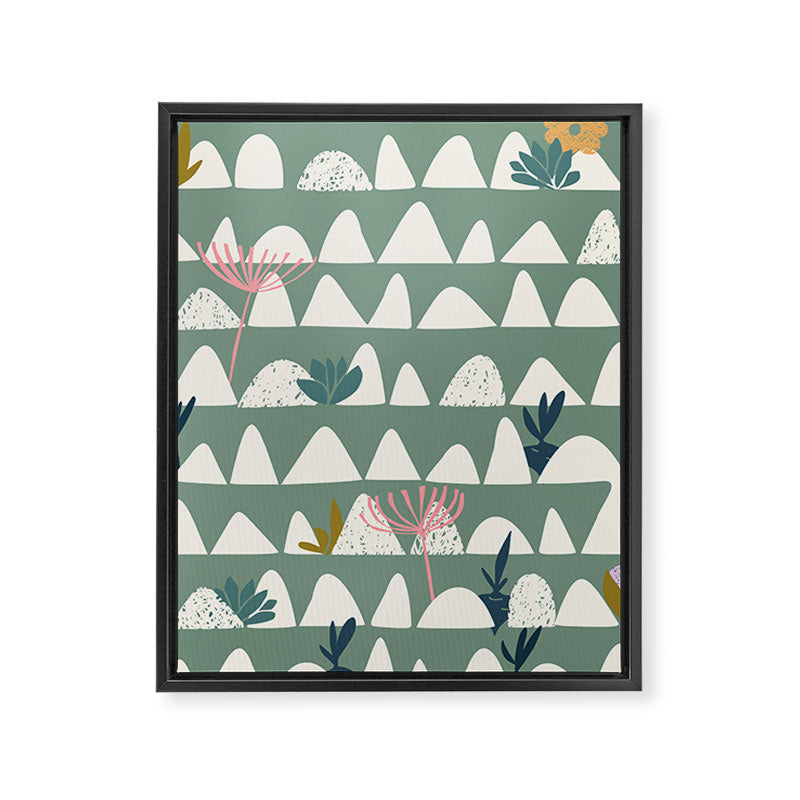 Farmland pattern sage green Framed Canvas Print Gallery Image 8