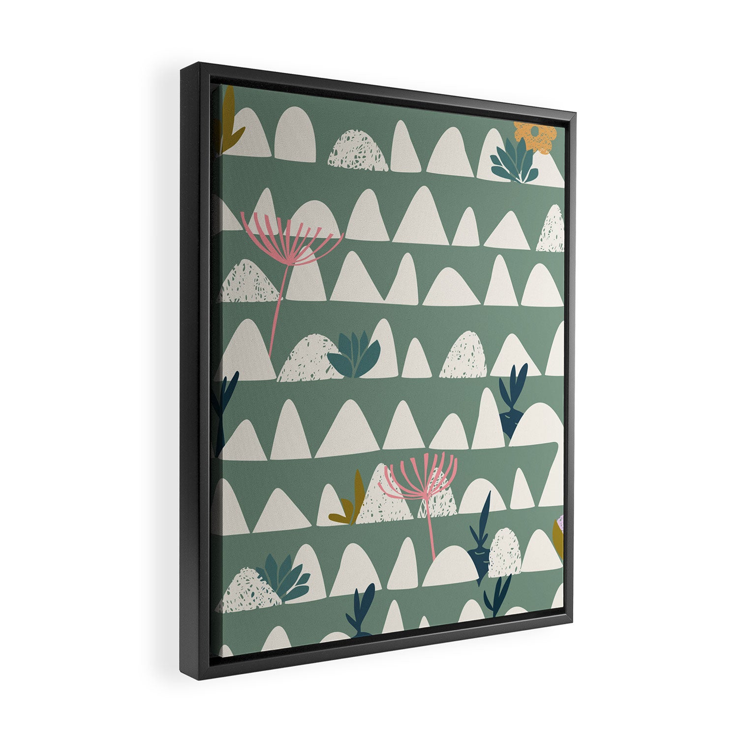 Farmland pattern sage green Framed Canvas Print Gallery Image 2