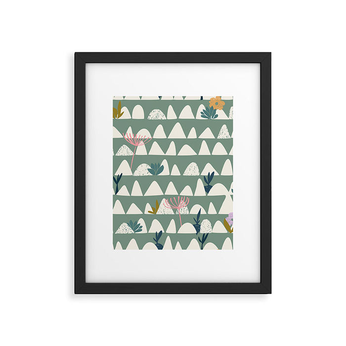 Farmland pattern sage green Framed Art Print Gallery Image 1