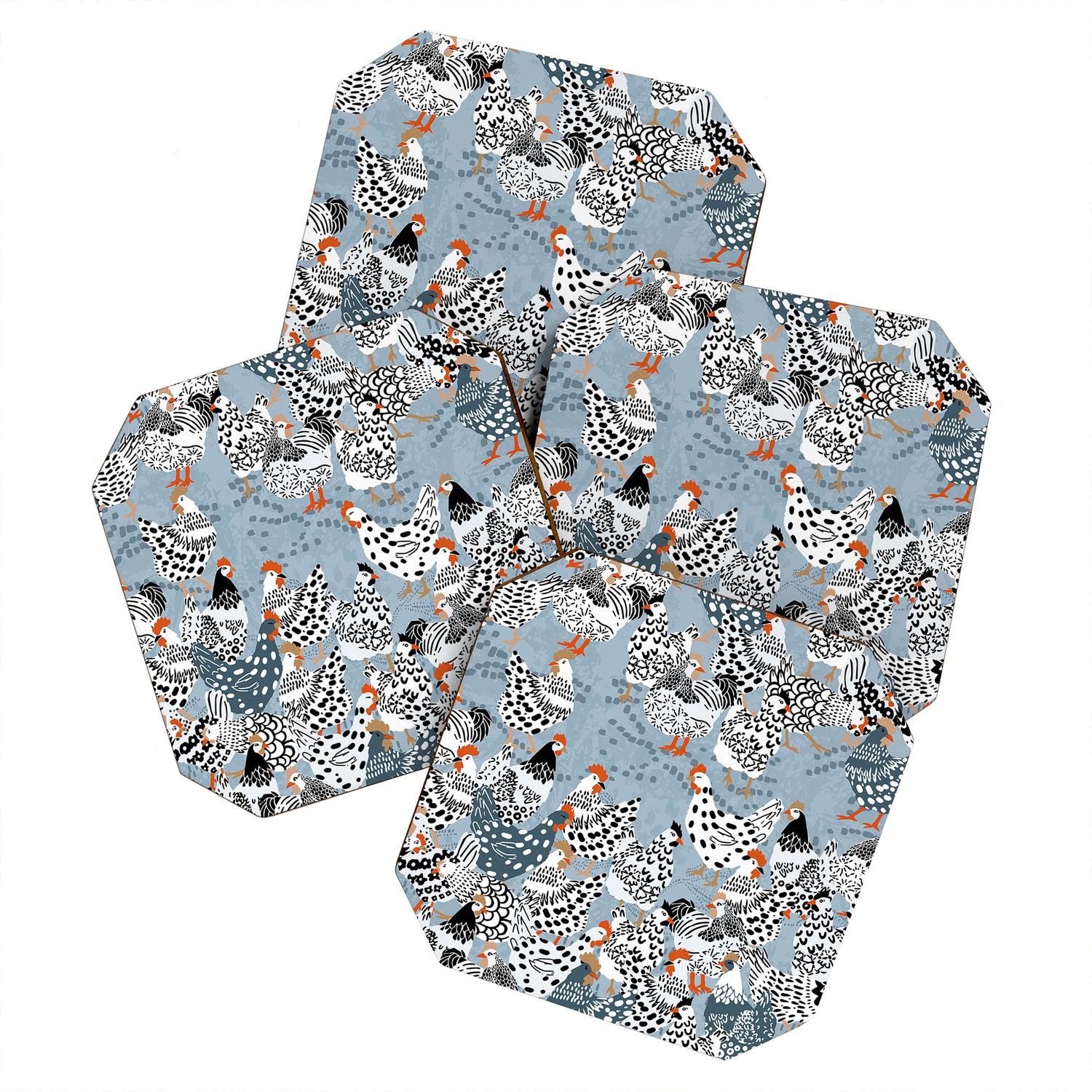 Favorite chickens blue Coaster Gallery Image 1