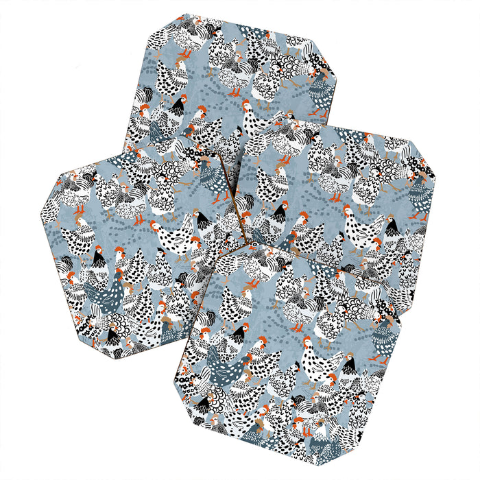 Favorite chickens blue Coaster Gallery Image 1