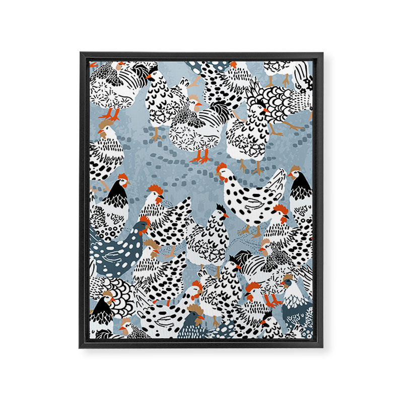 Favorite chickens blue Framed Canvas Print Gallery Image 8