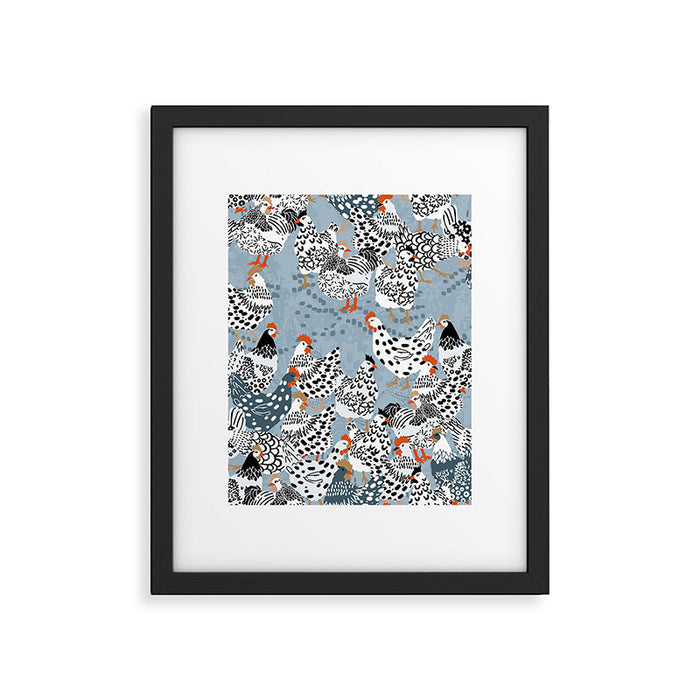 Favorite chickens blue Framed Art Print Gallery Image 1