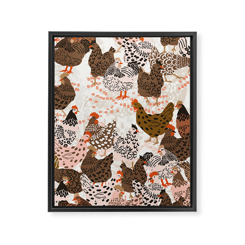 Favorite chickens brown Framed Canvas Print Gallery Image 8