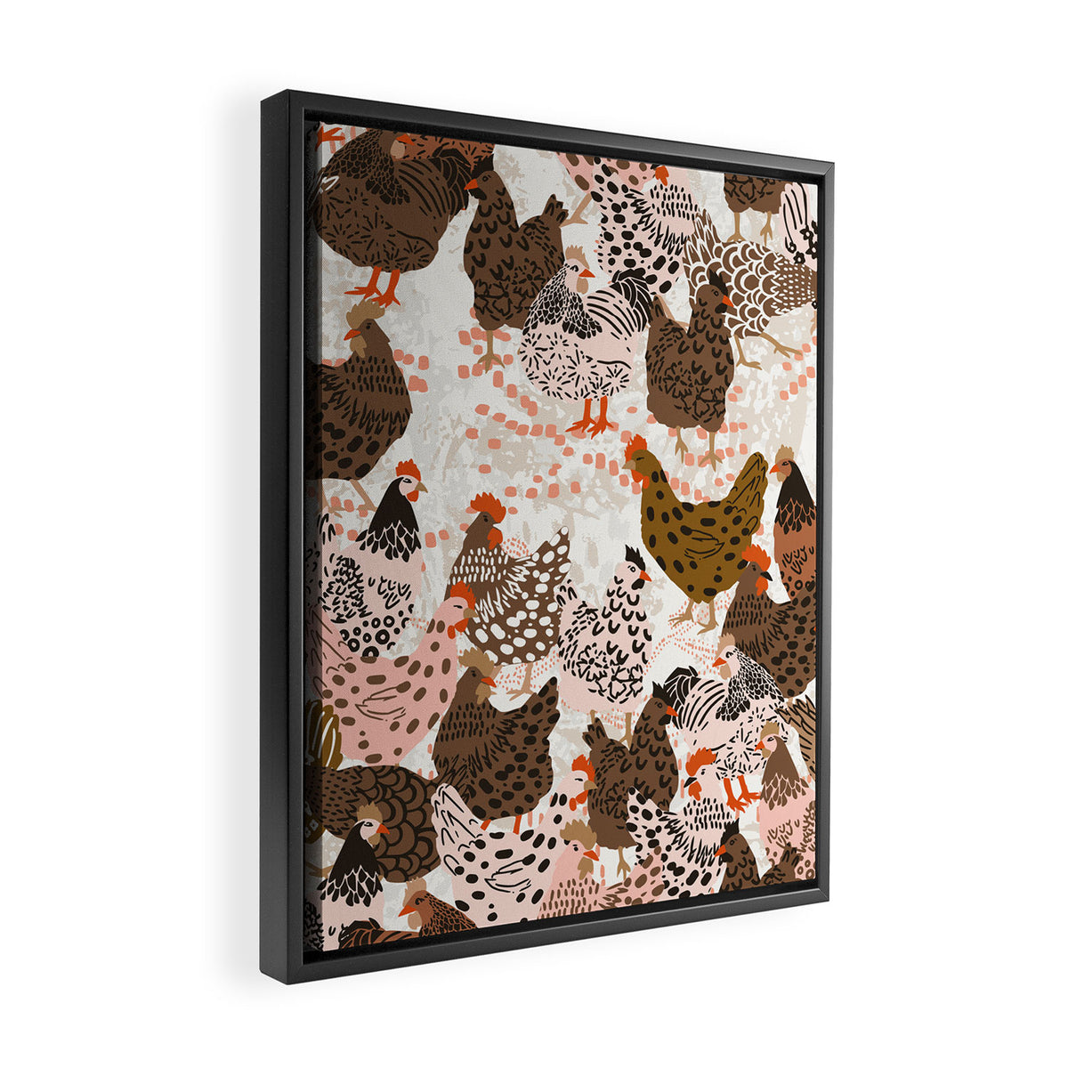 Favorite chickens brown Framed Canvas Print Gallery Image 2