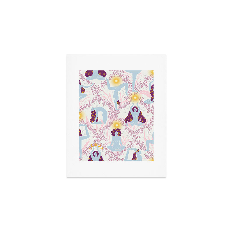 Feel the Cosmic Yoga Balance pink Art Print Gallery Image 1