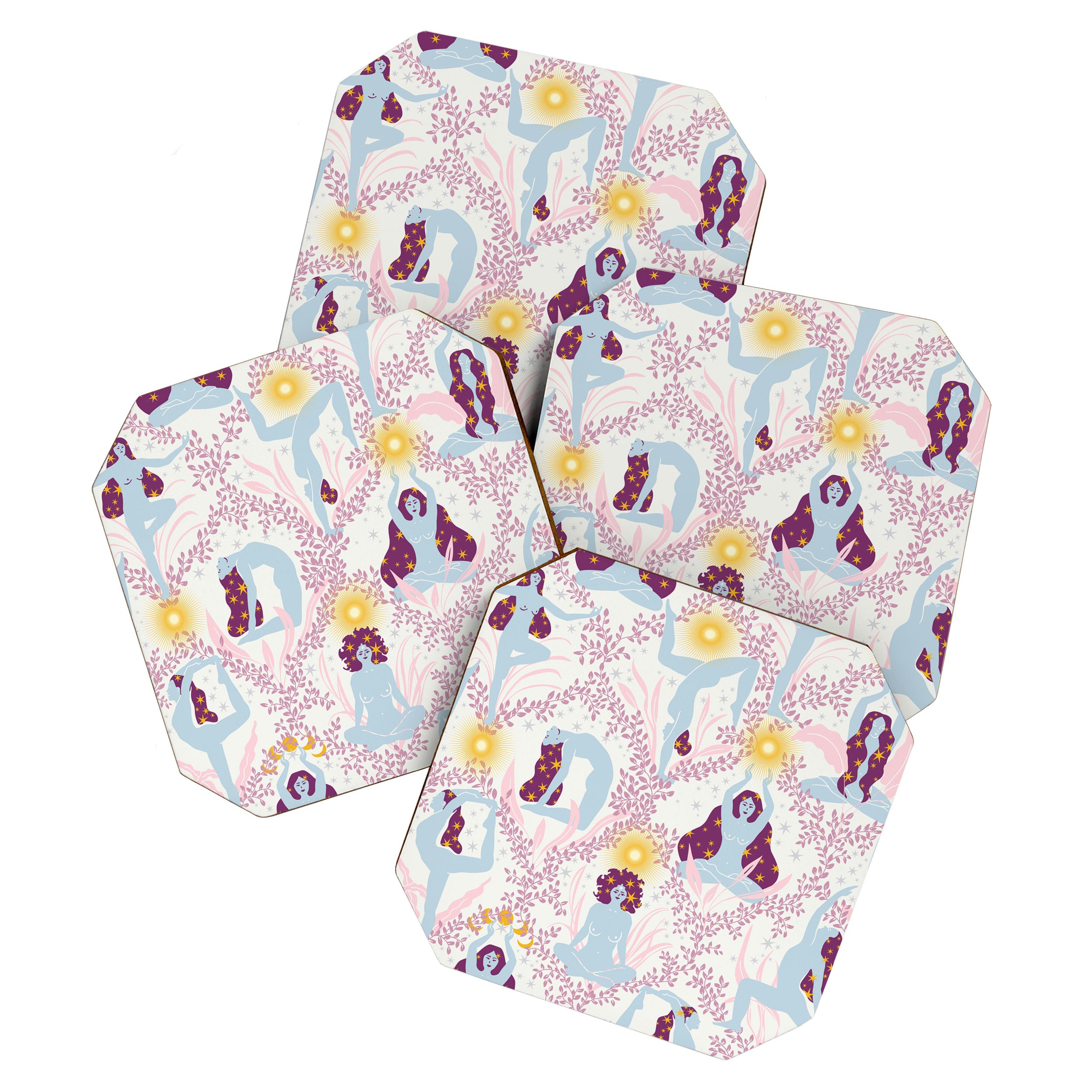 Feel the Cosmic Yoga Balance pink Coaster Gallery Image 1