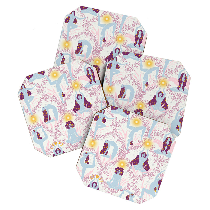 Feel the Cosmic Yoga Balance pink Coaster Gallery Image 1