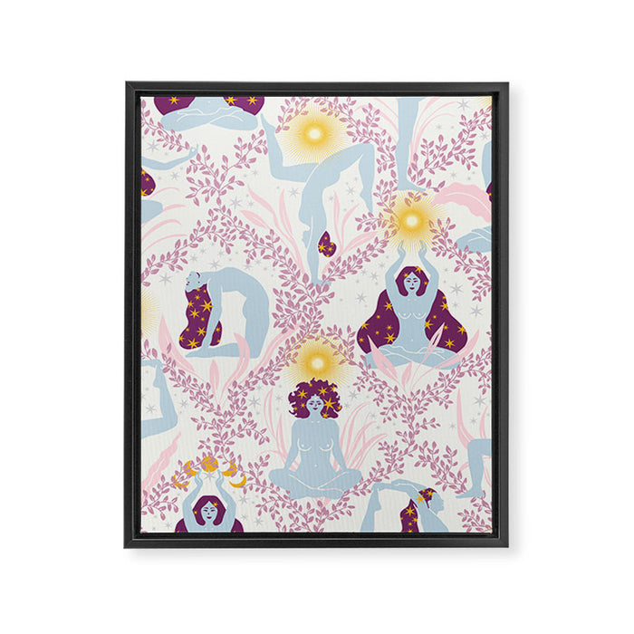 Feel the Cosmic Yoga Balance pink Framed Canvas Print Gallery Image 1