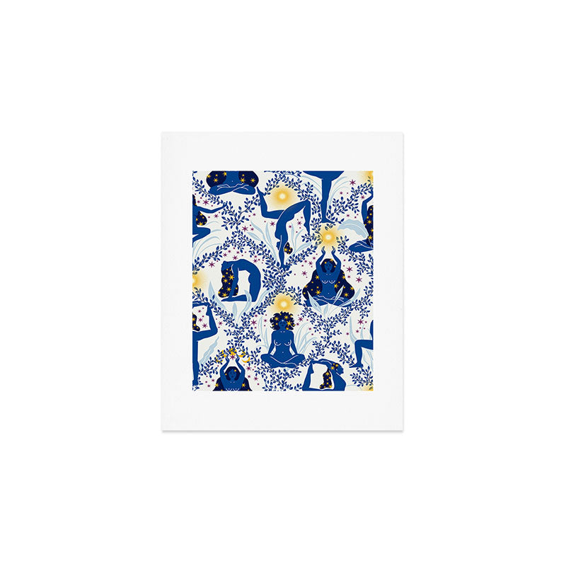 Feel the Cosmic Yoga blue Art Print Gallery Image 1