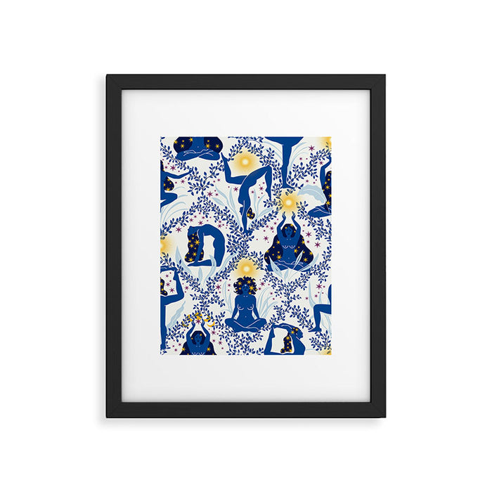 Feel the Cosmic Yoga blue Framed Art Print Gallery Image 1