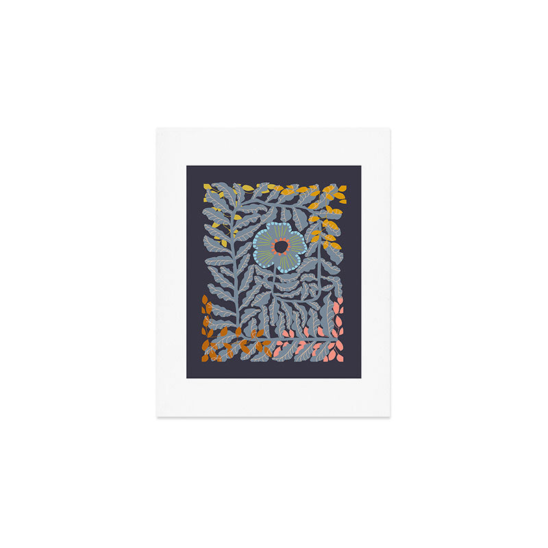 Fern leaves and flower Art Print Gallery Image 1