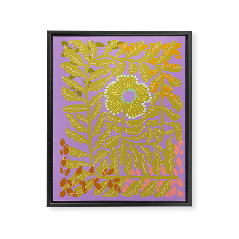 Fern leaves and flower purple Framed Canvas Print Gallery Image 6