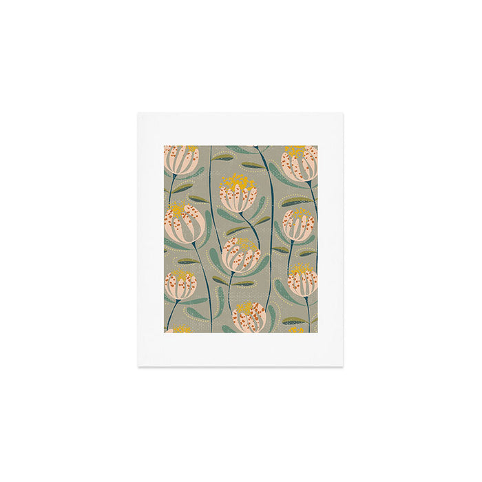 Floating scandi flowers earthy tones Art Print Gallery Image 1
