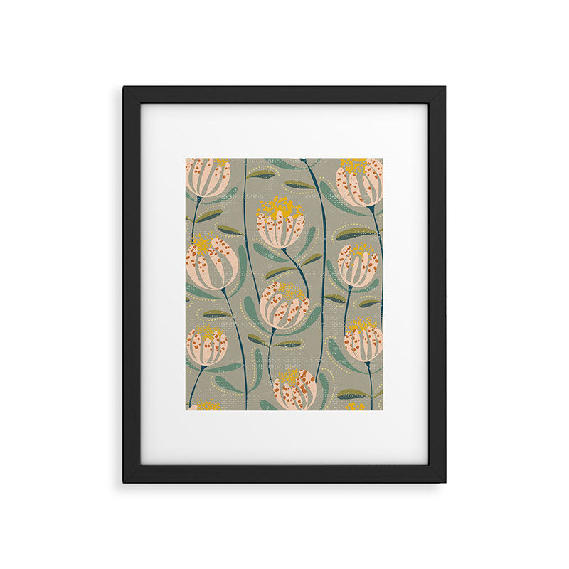 Floating scandi flowers earthy tones Framed Art Print Gallery Image 5