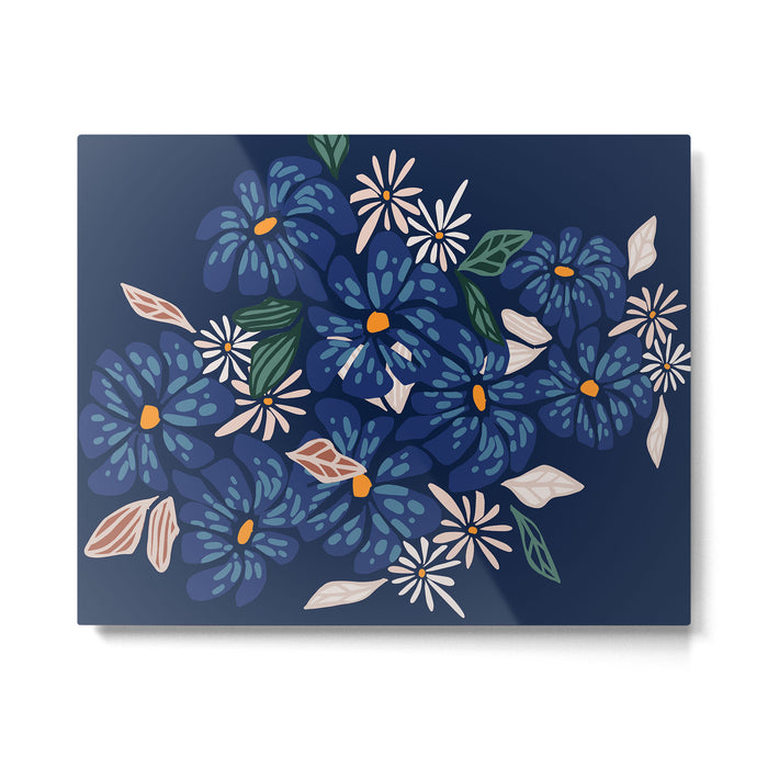 Floral abundance Blue Metal Print Gallery Image 1