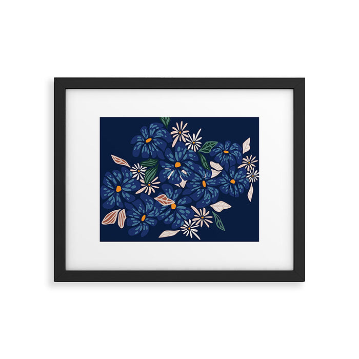Floral abundance Blue Framed Art Print Gallery Image 1